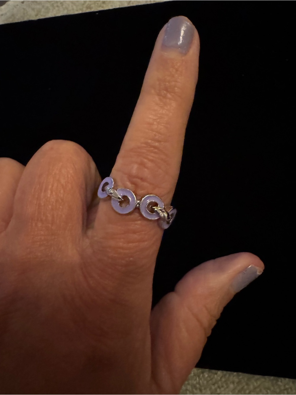 Sterling Silver Lavender Enamel Circle Link Ring